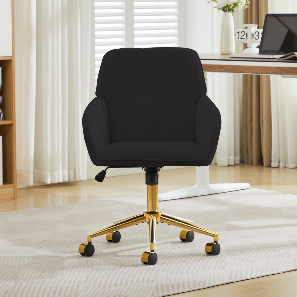 Height-Adjustable Office Swivel Chair for Home and Bedroom, Ergonomic Swivel Chair with Backrest, Suitable for Long Sitting. Black