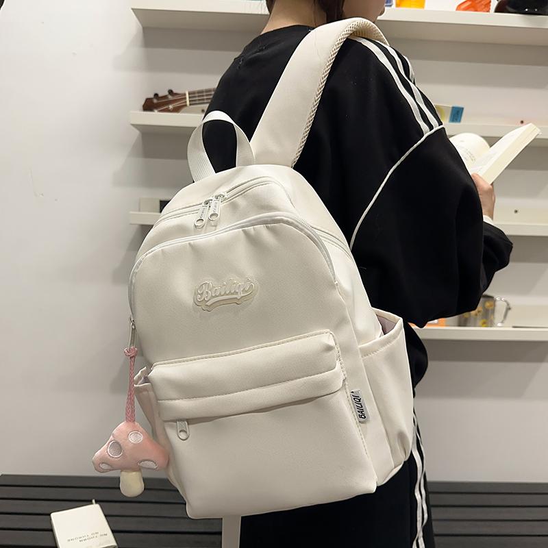 Large Capacity Backpack Women's Solid Color Travel Backpack Campus Student Schoolbag