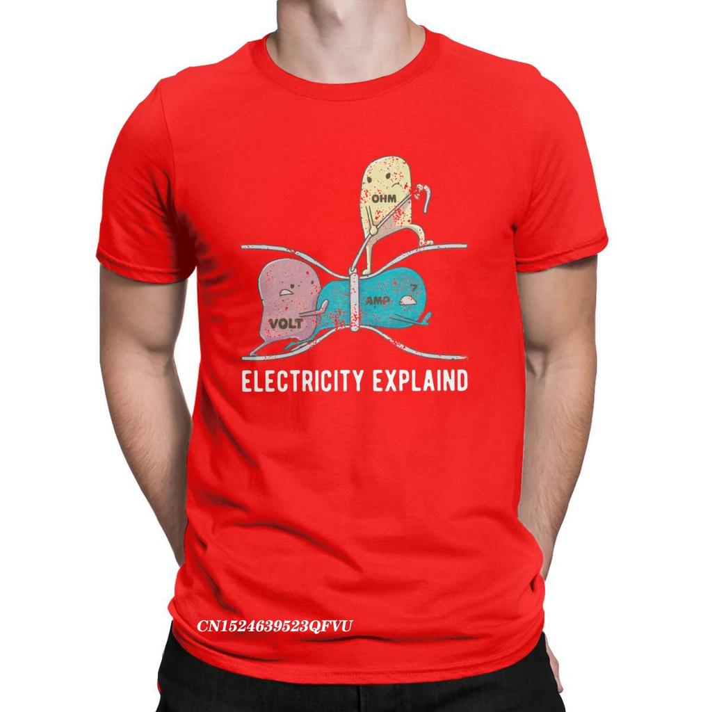 Electricity Explained Ohm Volt Amp Physics Nerd Tee Shirt For Men Ohm's Law Vintage Pure Cotton Tees Tops T Shirts Classic Tops