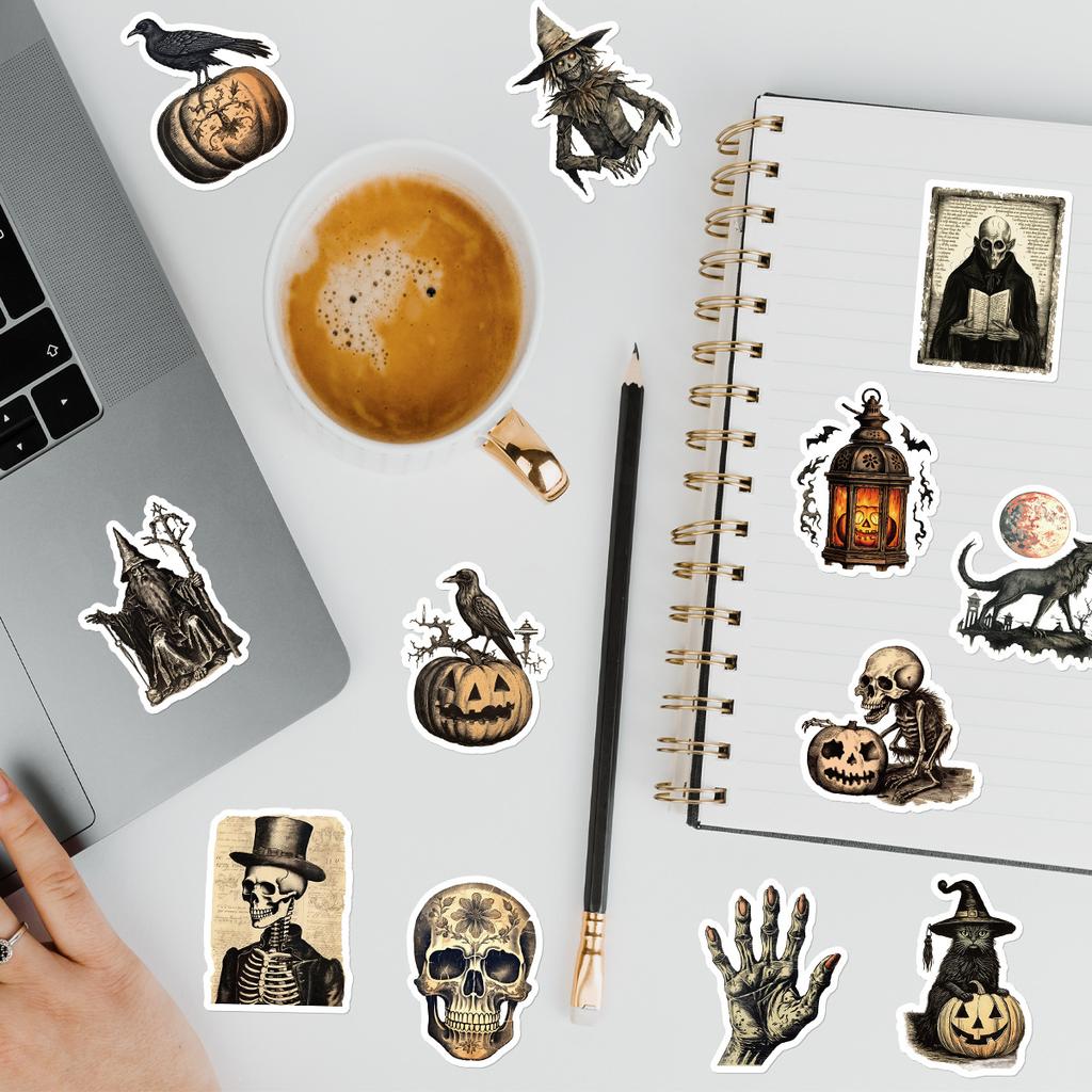 50 Pieces of Nordic-style New Halloween Graffiti Stickers, Water Cup Waterproof Decorative Stickers, Halloween Festival Stickers