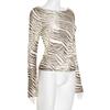 Zebra Printed Mesh Sheer Sexy Shirts & Blouses Long Sleeve Tops Fashion 2025 Fall Clothes for Woman