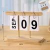 Wooden Perpetual Flip Calendar Simple Minimalist Design Desktop Ornament for Home Study Dorm Office Desk Decor