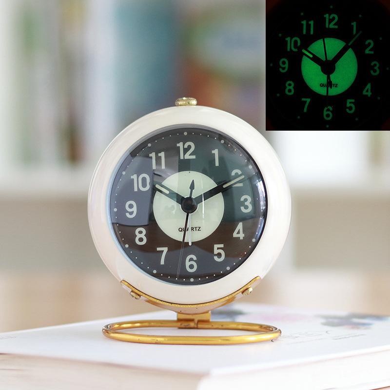 Metal Alarm Clock Creative Mute Children's Electronic Alarm Clock Simple Living Room Bedroom Student Luminous Clock Table