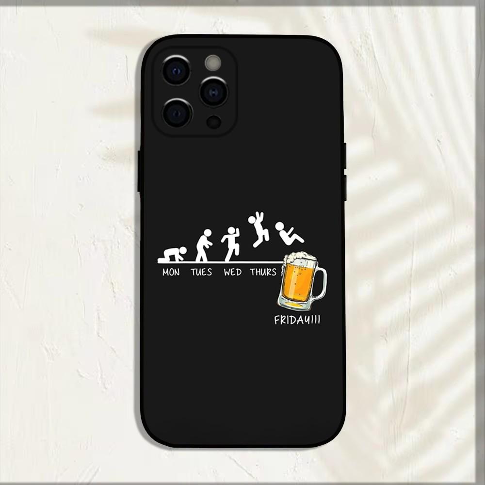 

Beer Alcohol Art Pattern Phone Case For iPhone 15,14,13,12,11,Pro,X,XS,Max,XR,Plus,Mini Soft Black Cover iPhone12