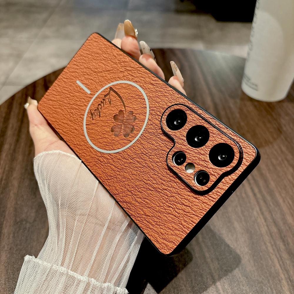 

PU Leather Retra Case For Samsung Galaxy S25 S24 S23 S22 Ultra Plus FE Edge S25Ultra S 25 Magsafe Wireless Charge Cover For Samsung S23 FE