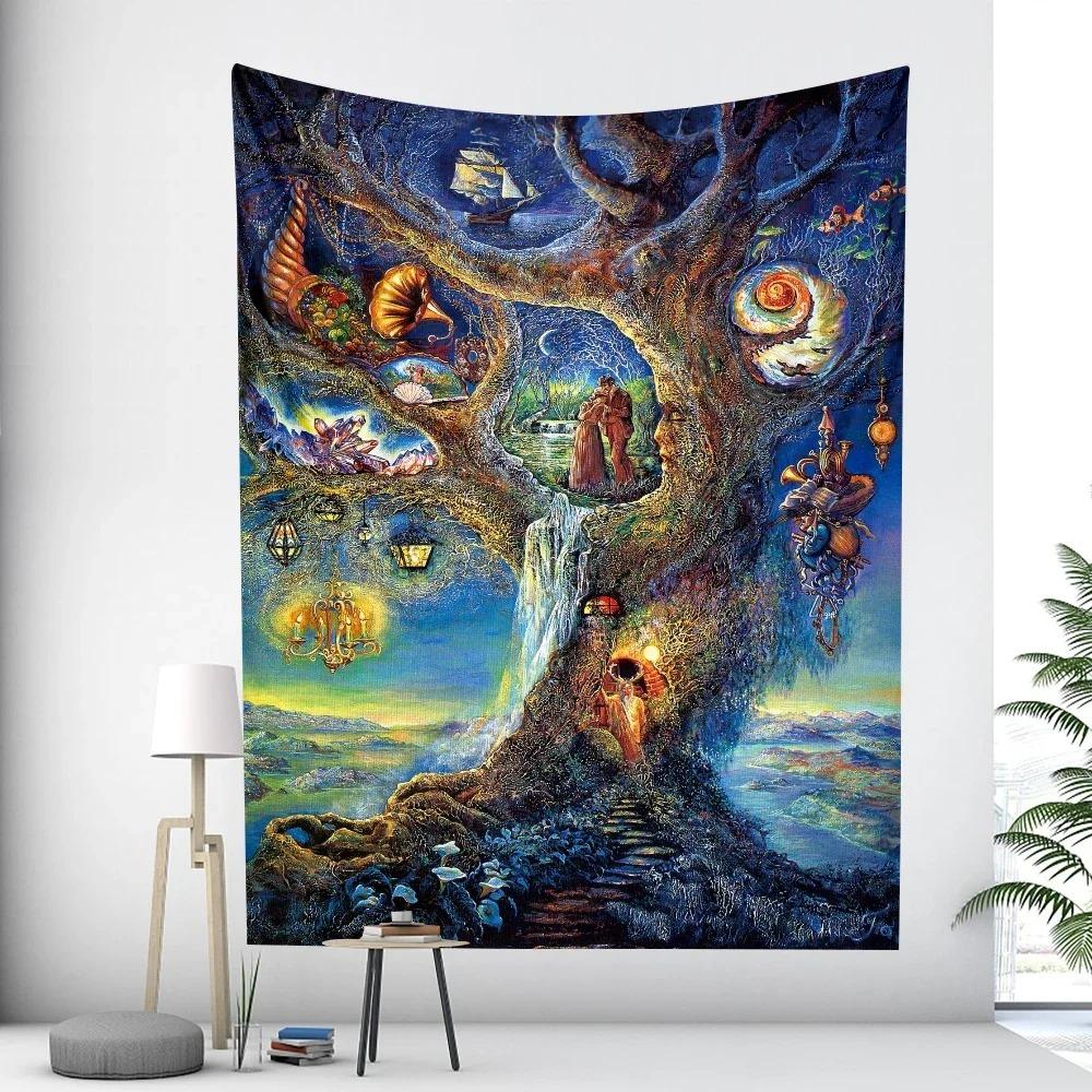 Forest Psychedelic Scene Moon Decorative Tapestry Home Wall Decor Living Room Office Tapestry