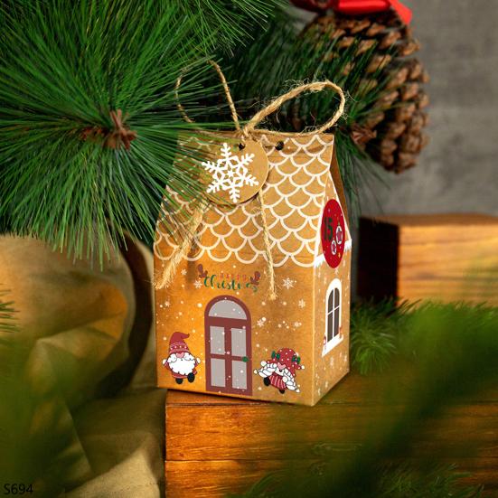 24 Pcs Christmas Gingerbread House Gift Box Paper House Treat Boxes for Holiday Party Favors Cookie Candy Gifts Packaging