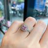 Xiaohongshu small sugar cube ring, flash zircon S111 silver needle pink diamond stud earrings, bracelet, ring accessories, women's models.