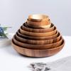 Acacia Wood Round Fruit Bowl: Japanese Tray for Snacks, Dried Fruits, or Desserts