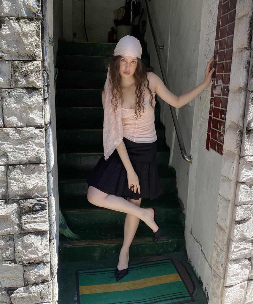 Lujeuseullibobeo Lace Stripe Trace Skirt *Black
