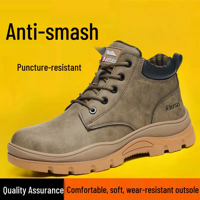 Men's Summer Breathable Steel Toe Work Shoes - Anti-Smash, Anti-Puncture, Insulated Safety Footwear for Construction.