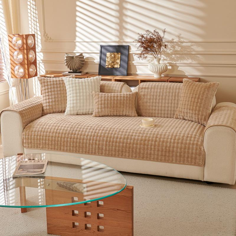 

Flannel Sofa Cushion Autumn And Winter Plush Seat Cushion Non-Slip Leather Sofa Cover New Cover Cloth Towel 70*70cm
