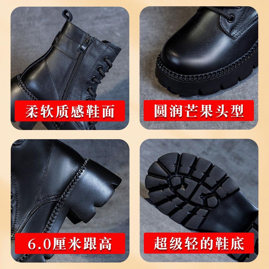 Platform Martin boots women's new popular spring and autumn boots British style single boots high heel small man with skirt short boots