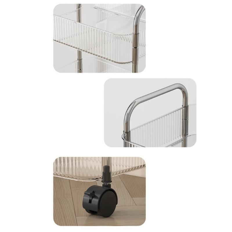 Multi Layer Clear Rolling Cosmetic Organizers Mobile Storage Cart For Bedroom Bathroom Makeup Essential