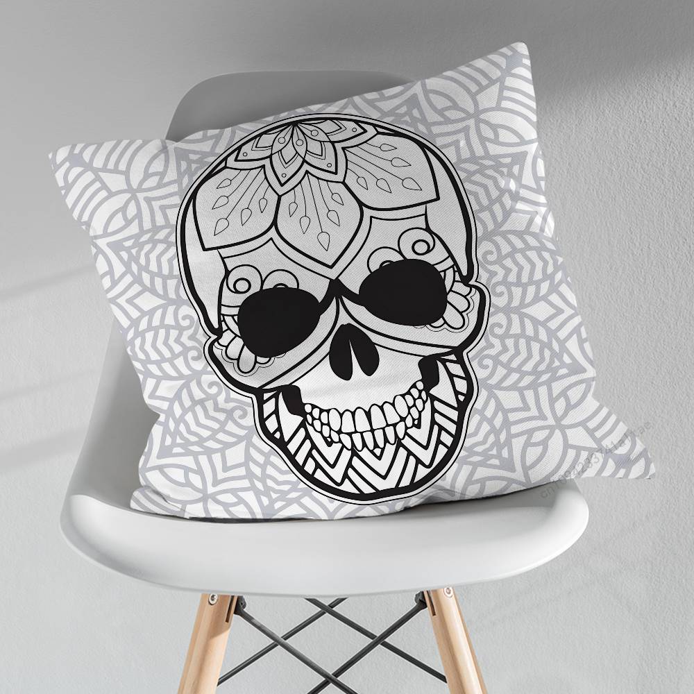Day of the Dead Sugar Skulls Throw Pillow Case Living Room Sofa Cushion Cover For Home Bedroom Decoration Protector