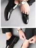 TEMU Men's Autumn/Winter Formal Leather Slip-On Shoes, Pointed Toe, for Business or Wedding.