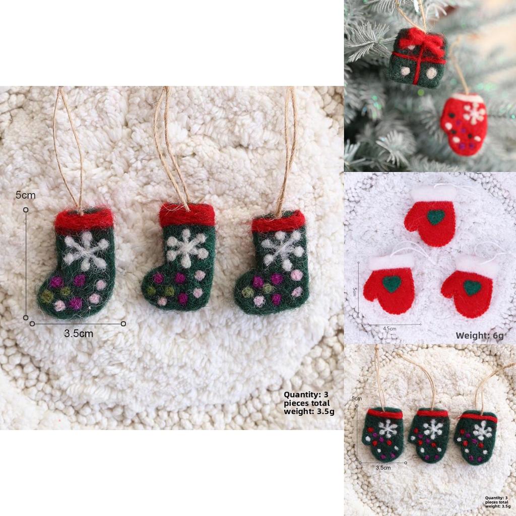 Christmas Tree Wool Felt Ornaments With Cartoon Design For Holiday Decor