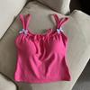 Chest Pad Tank Top  Halter Crop Tops Women Summer Bow Camis Backless Camisole Fashion Tube Lady Sleeveless Cropped Vest