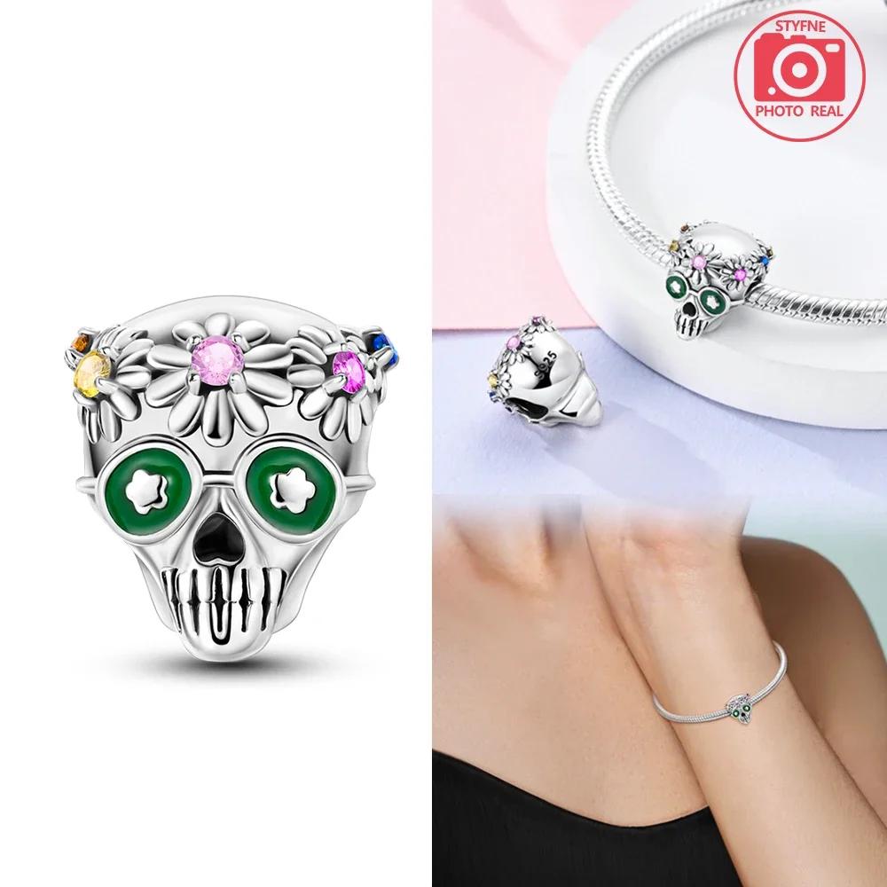 Halloween Skull Beads Silver Colors Charm Beads Fit Original Charms Bracelet Beads for Women Jewelry Making Gifts