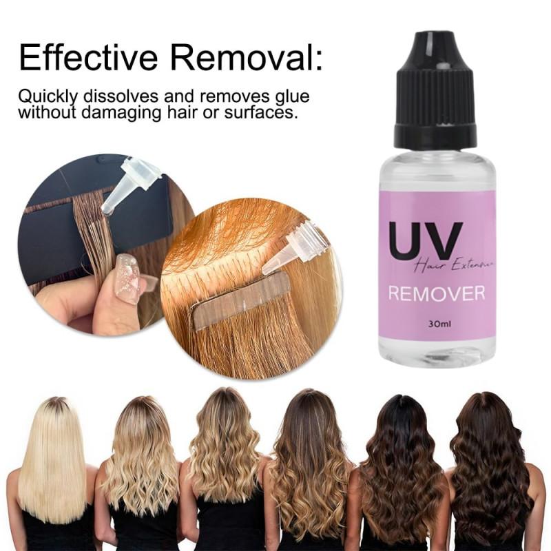 30g UV Hair Extension Kit (1.06oz) + 30ml Remover & Comb,Fast-Curing Invisible Waterproof Glue,Salon Essentials for Home Use
