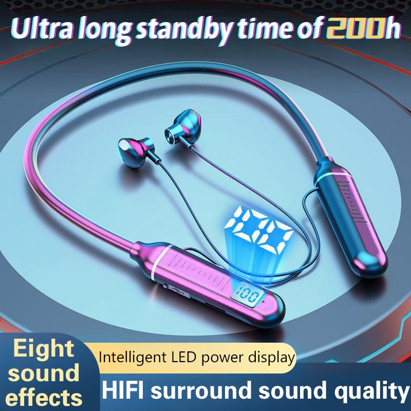 Bluetooth 5.2 Earphones Wireless Headsets Support Tf Card Play Hifi Stereo Headphones Led Waterproof Earbuds Long Standby Time
