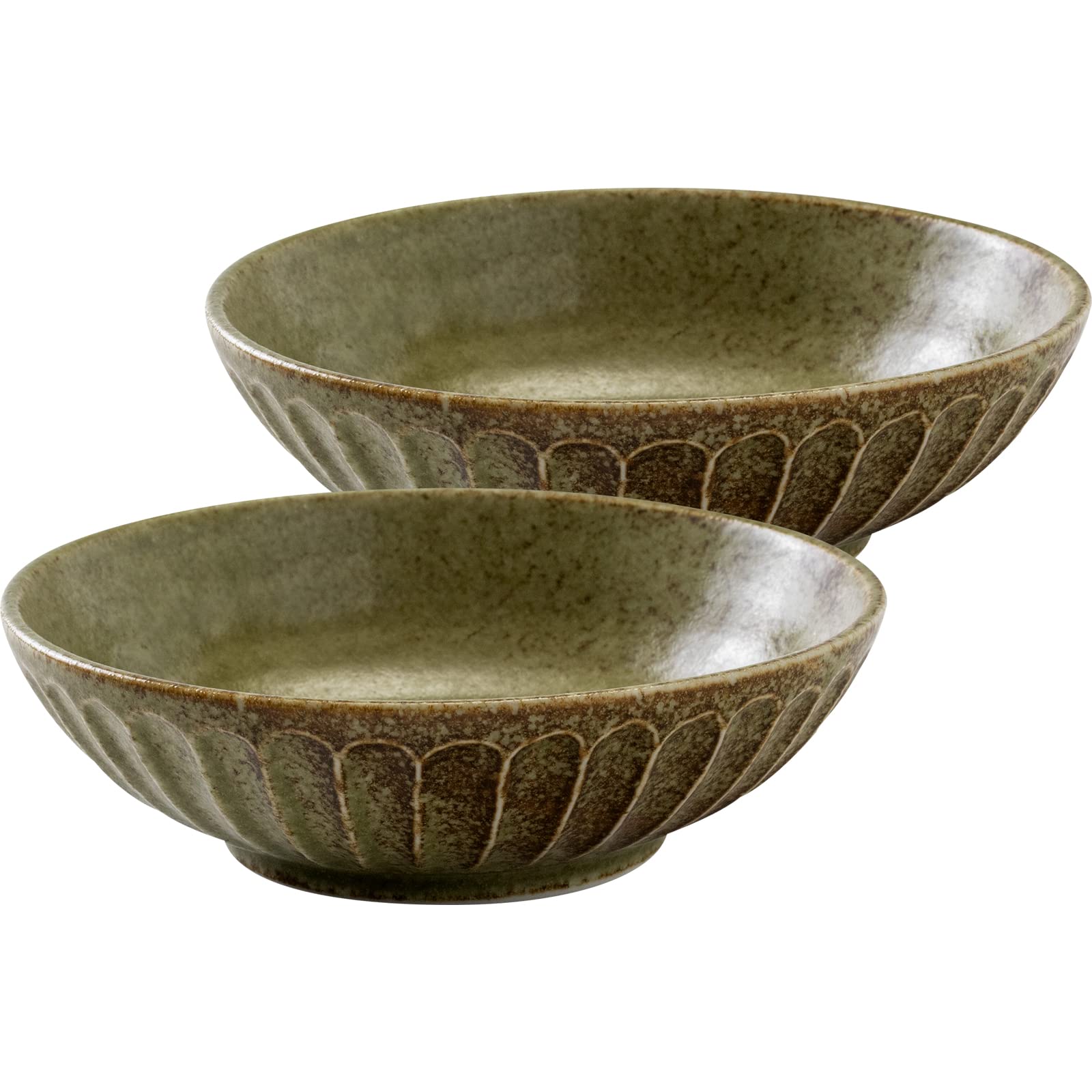

Minoru Pottery Mino Ware tetote 155 Medium Bowl with Matsuba Design, Set of 2