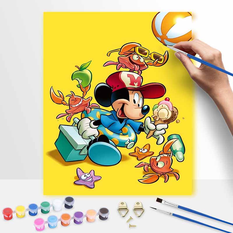 Disney summer beach cartoon oil painting painting art kit handmade diy home decorations 20x30cm