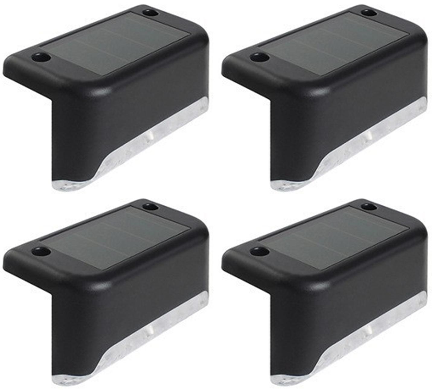 

4 шт., уличные солнечные лестничные светильники, водонепроницаемые светодиодные светильники для двора, настенный забор, перила, лестница, ступенчатые светильники, Colorful Light чёрный