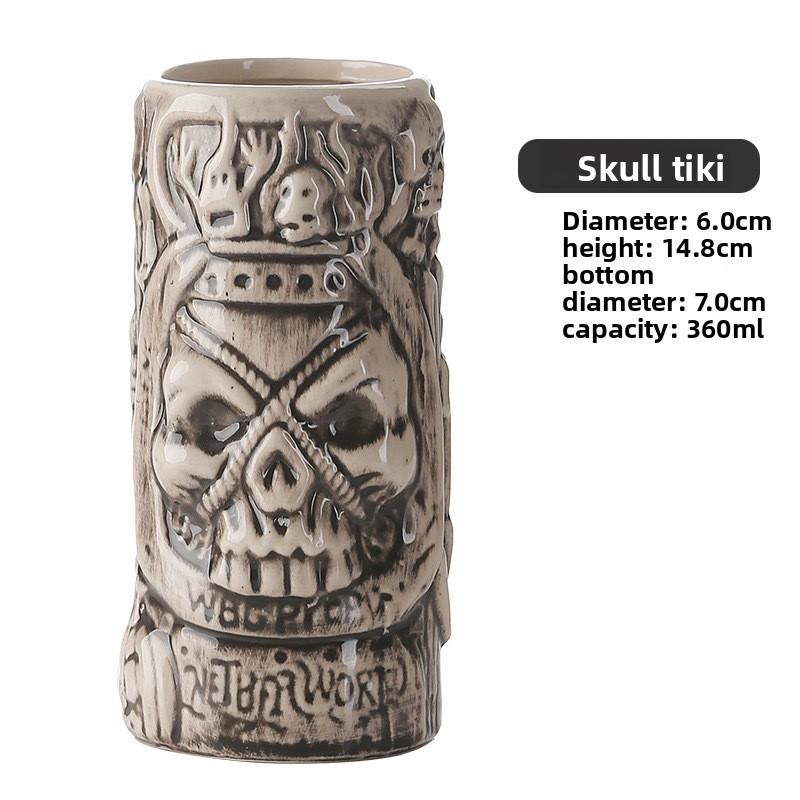 Hawaiian Tiki Cup Skull Ceramic Mug for Tiki Bar Home Bar DecorTiki Cocktail Cocktail Drinking Glass