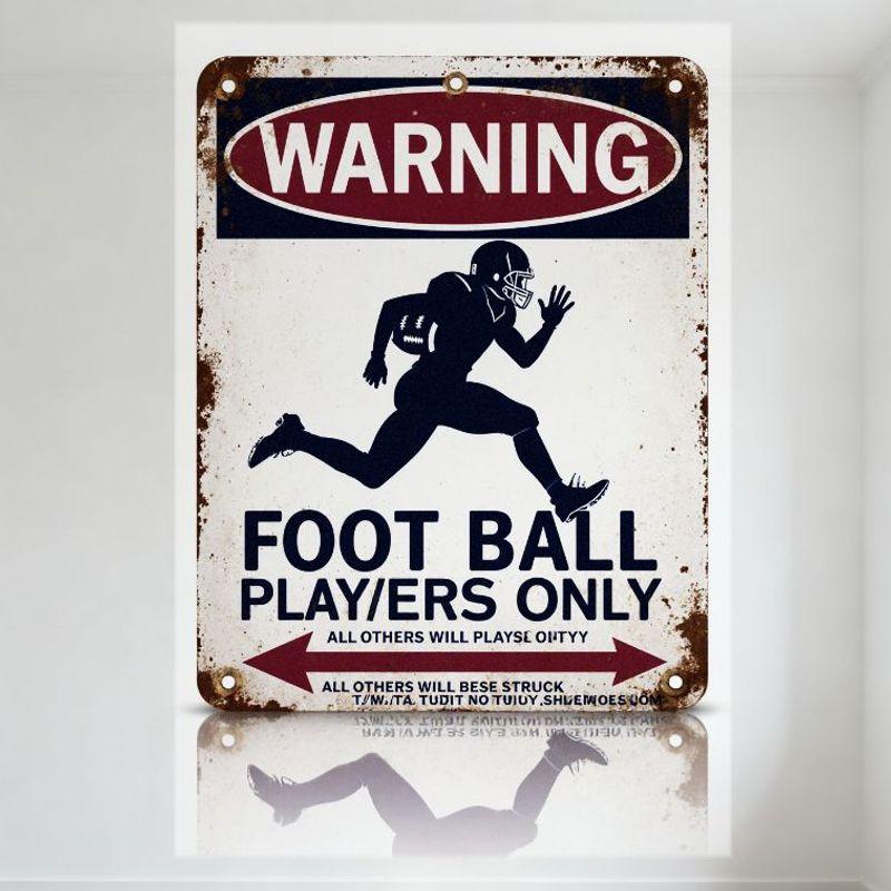 

DORA Tin Sign Vintage Football Players Only Warning Metal Sign Rusted Edge Sports Warning Tin Sign for Bar Pub Home Wall Decor Classic Retro 20x30cm（7.8x11.8inch）