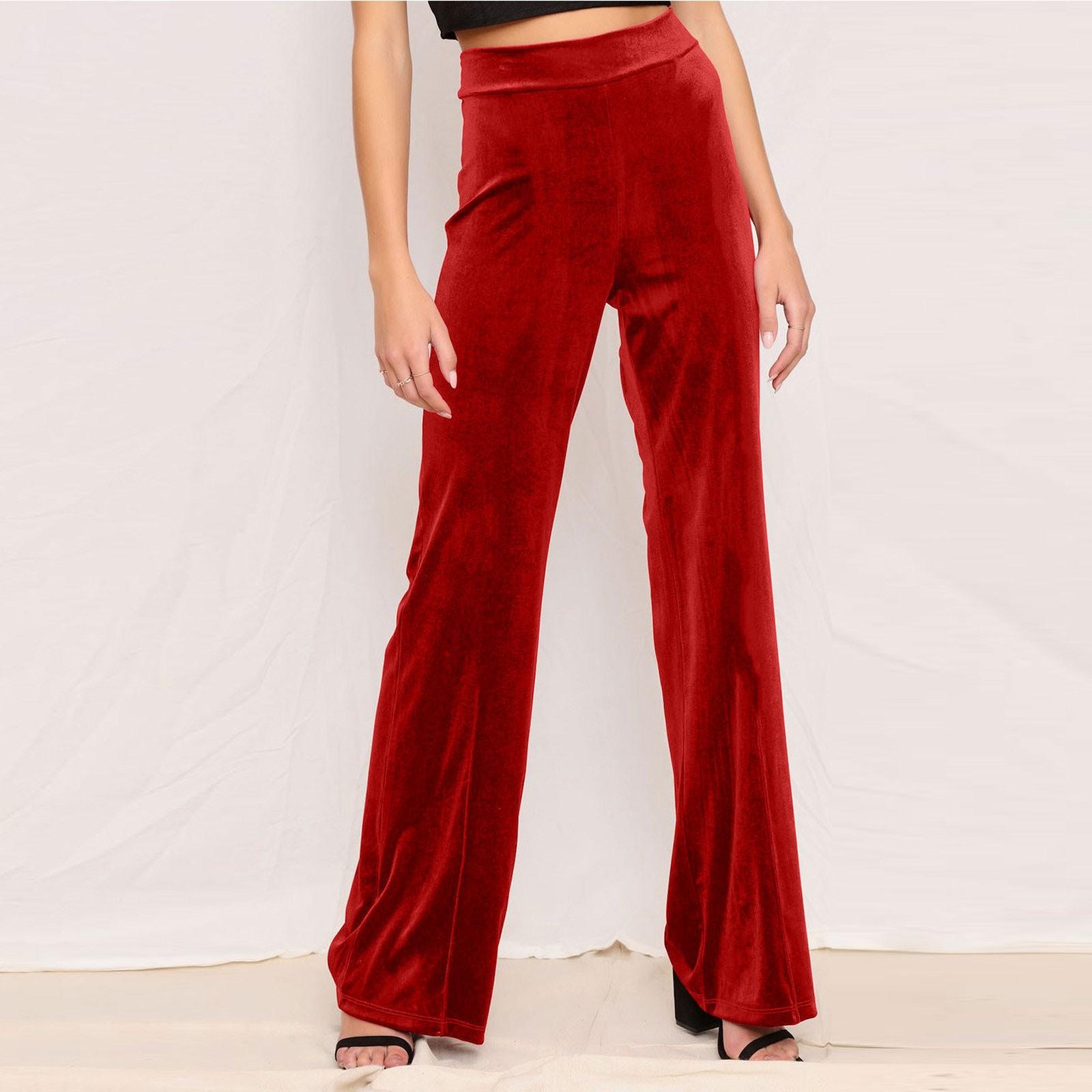 

Женские повседневные модные повседневные однотонные эластичные брюки с высокой талией XL красный