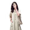 Coffee break French shirt dress summer women's new small loose temperament casual dress
