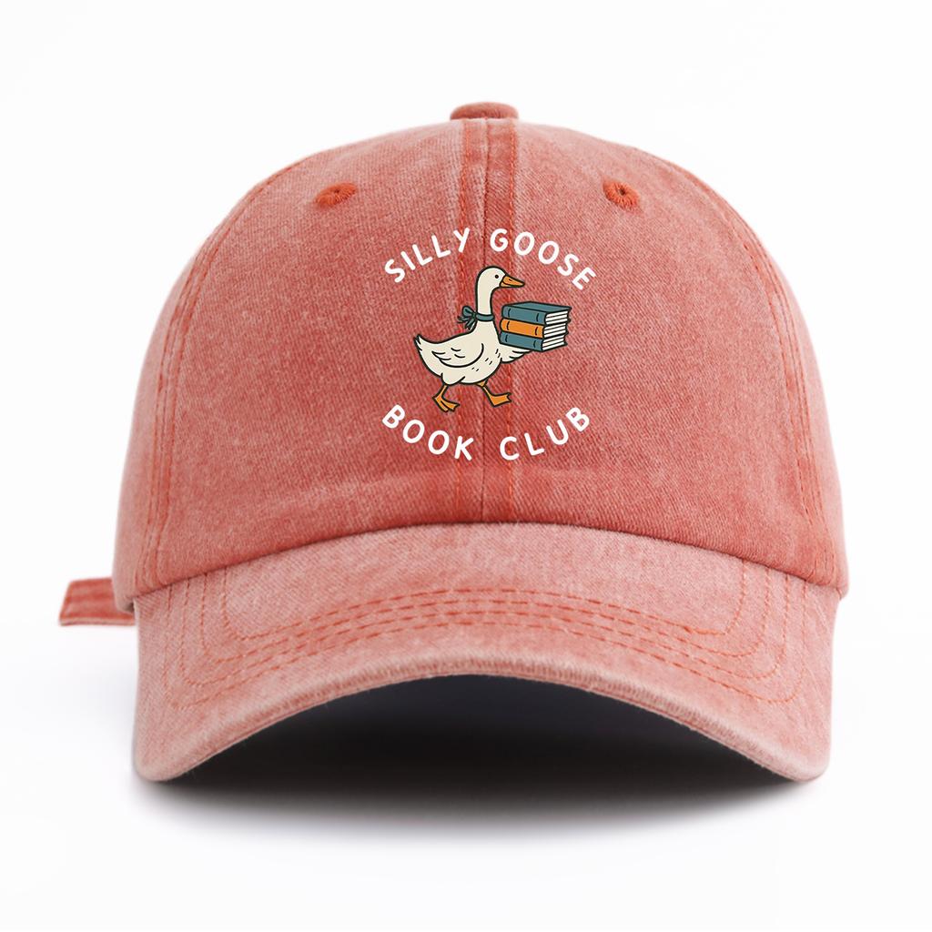 1pc BOOK CLUB Print Washed Baseball Cap for Adults,Minimalist Retro Style Casual Soft Adjustable Dad Hat,Perfect As Gift