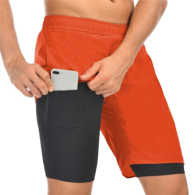 Men Running Shorts Jogging Gym Fitness Training Quick Dry 2 In 1 Beach Short Pants Male Summer Sports Workout Bottoms Clothing