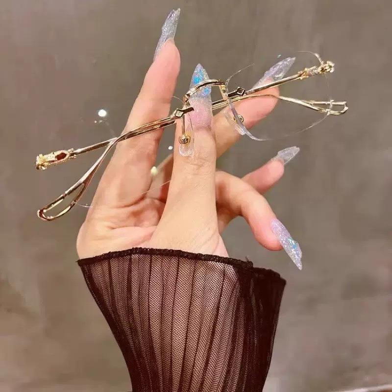 2pcs Fashionable and elegant frameless metal glasses - lightweight and durable metal material for daily business use