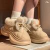 Cute Bowknot Faux Rabbit Fur Warm Snow Boots for Women Winter Thicken Plush Cotton Shoes Woman Thick Platform Fluffy House Shoes