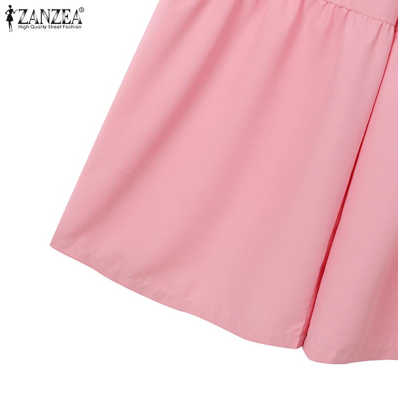 ZANZEA Women Short Sleeve Blouse and Wide Leg Pants Summer Two Piece Sets