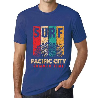 Men’s Vintage Tee Shirt Graphic T Shirt Surf Summer Time Pacific City Royal Blue