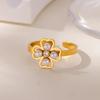 Dainty Four Leaf Clover Butterfly Stainless Steel Rings Gold Color Anti Fading Ring for Women Jewelry Wedding Accessories Gifts