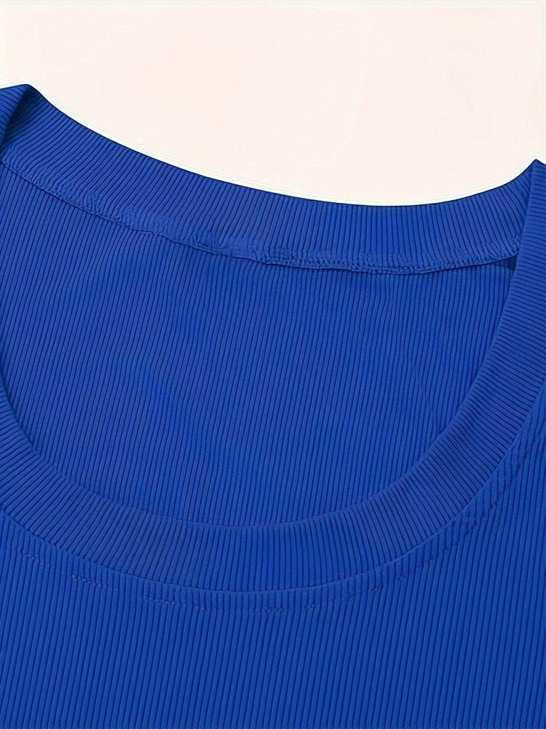 European & American Women's 2025 Summer Ribbed Knit Short Sleeve U-neck Slim Fit T-shirt