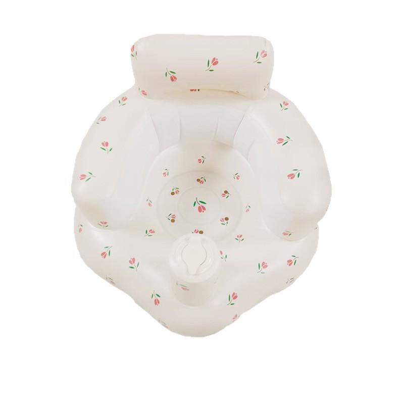 Inflatable Baby Sofa Infants - Soft PVC Lounge Chair With Auto Inflate Bear/Giraffe/Tulip Designs 52x45x35cm