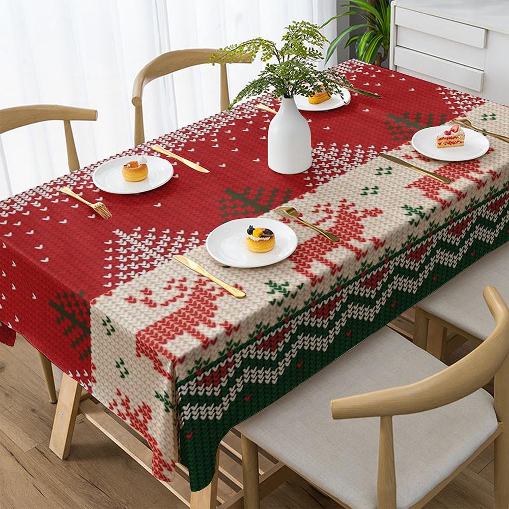 Festive Red Christmas Tableclothkitchen Restaurant Tablecloth Outdoor Picnic Tablecloth Holiday Party Decoration