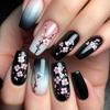 24pcs Fall Flower Press on Nail Coffin Designs Artificial Nail Floral False Nail  Elegant Full Cover Acrylic Nail
