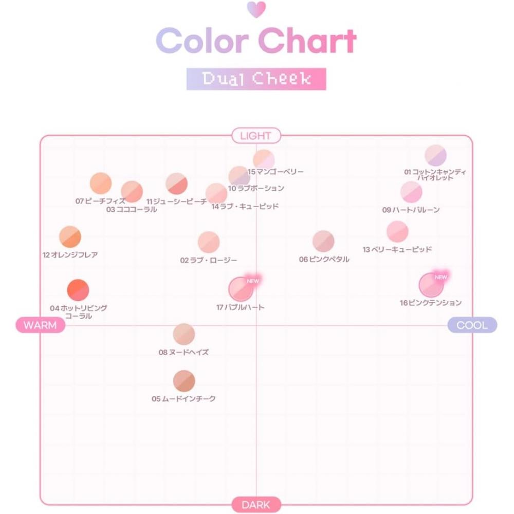 2an Dual Cheek Blush 17 Bubble Heart Dual Cheek