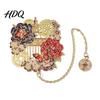 Aesthetic Bookmark Retro Flower Clock with Chain Metal Decorative Book Mark