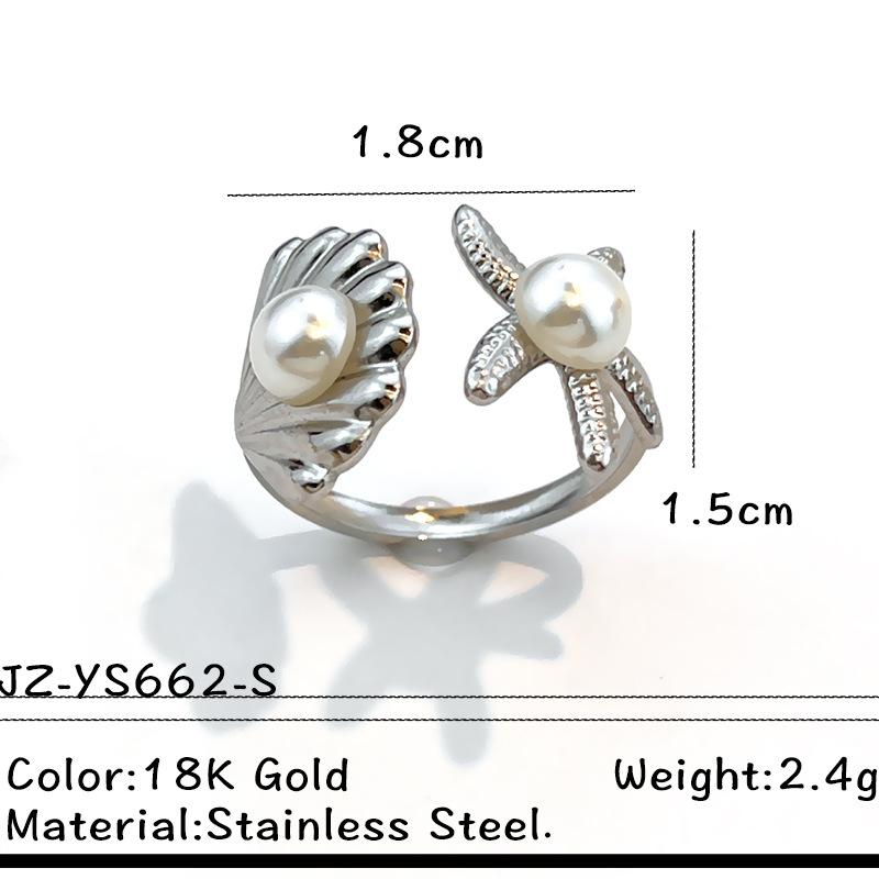 Ocean Starfish Shell Open Rings For Women Stainless Steel Ring Summer Beach Aesthetic Waterproof Jewelry Gift