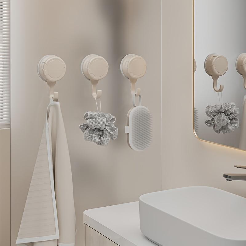 3 Strong Vacuum Suction Cup Hooks - Suitable for Bathroom and Bedroom Organization - Firm,Easy to Install, Wall-Mounted Storage