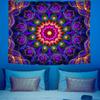 Blacklight Trippy Mandala Tapestry, Boho Black Light Posters for Adults UV Reactive Room Decor for Bedroom Wall