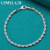 925 Sterling Silver Water Wave Chain 4MM armband modesmycken