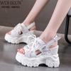 High Heels Sandals Women Shoes 2023 New Summer Wedges Height Increasing 11cm Ladies Sandal Platform Chunky Shoes Sandalias Mujer